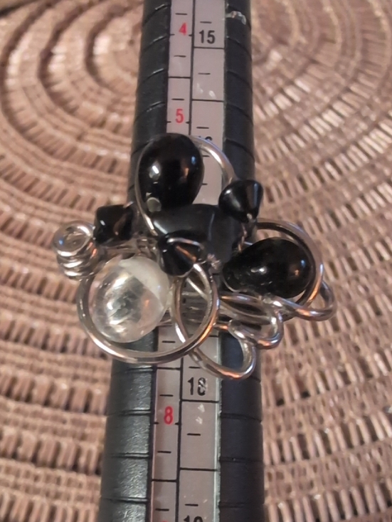 Hand Crafted Jewelry - Wire Wrapped Black and Silver Statement Cocktail Ring